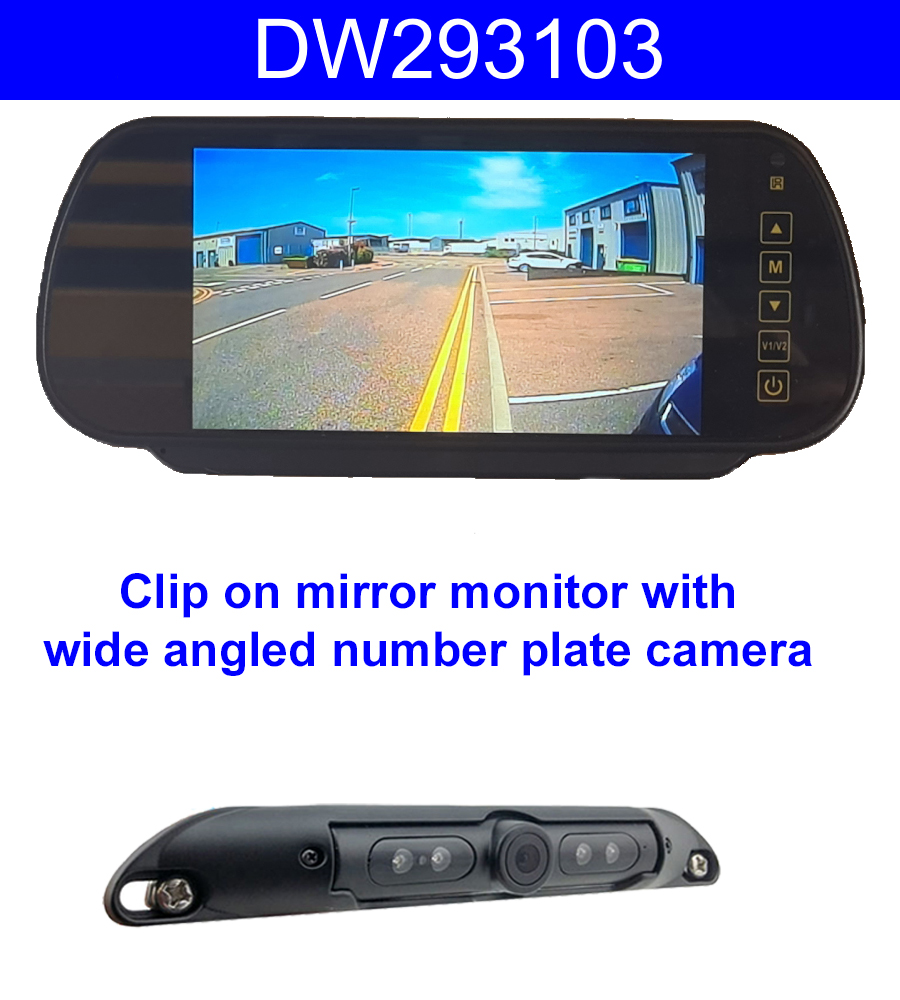 Number Plate Wireless Reverse Camera Kit with 7'' mirror monitor